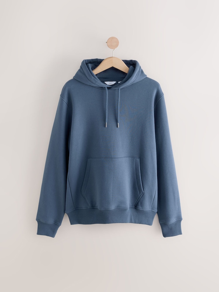 Steel Blue Regular Fit Rich Jersey Fabric Hoodie - Image 6 of 8