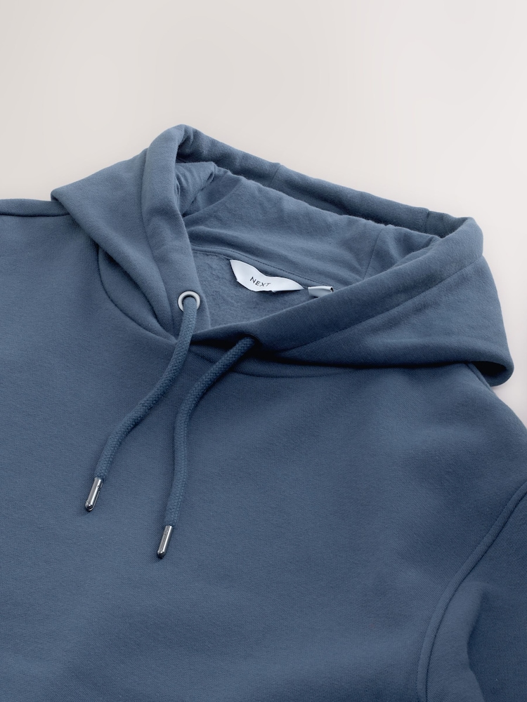 Steel Blue Regular Fit Rich Jersey Fabric Hoodie - Image 7 of 8