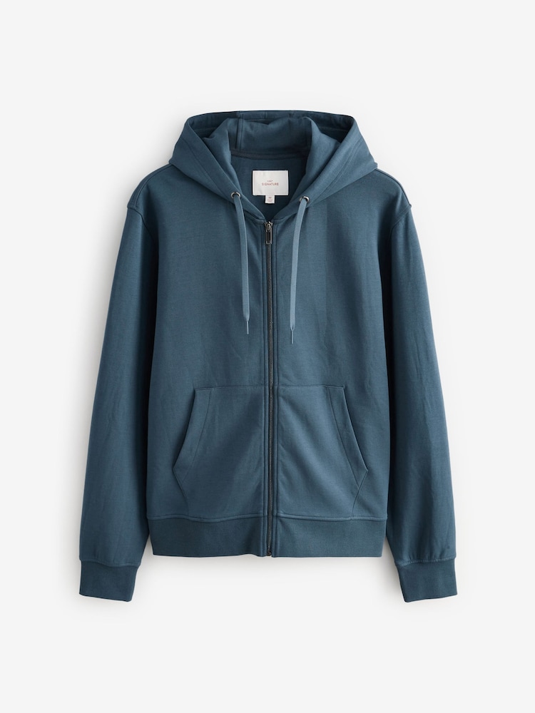 Blue Signature Soft Touch Modal Zip Through Hoodie - Image 5 of 7