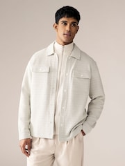 Нейтральный - Two Tone Birdseye Texture Shacket with Poppers - Изображение 1 из 8