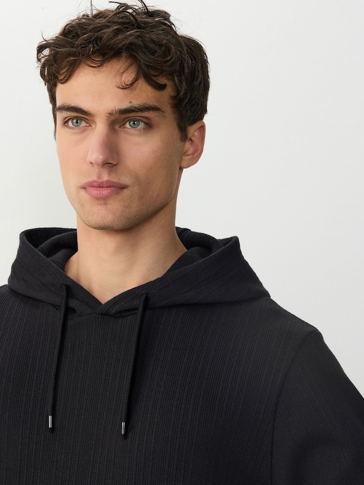 Black Textured Hoodie - Image 1 of 6