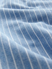 Blue Striped 100% Cotton Lightweight Wide Leg Trousers - Image 6 of 7