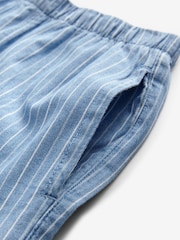 Blue Striped 100% Cotton Lightweight Wide Leg Trousers - Image 7 of 7