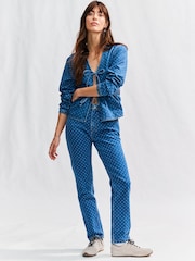 Blue Polkadot Straight Jeans - Image 1 of 7