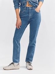 Blue Polkadot Straight Jeans - Image 2 of 7
