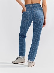 Blue Polkadot Straight Jeans - Image 3 of 7
