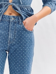 Blue Polkadot Straight Jeans - Image 4 of 7