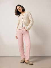 Pink 100% Cotton Column Mom Jeans - Image 1 of 8
