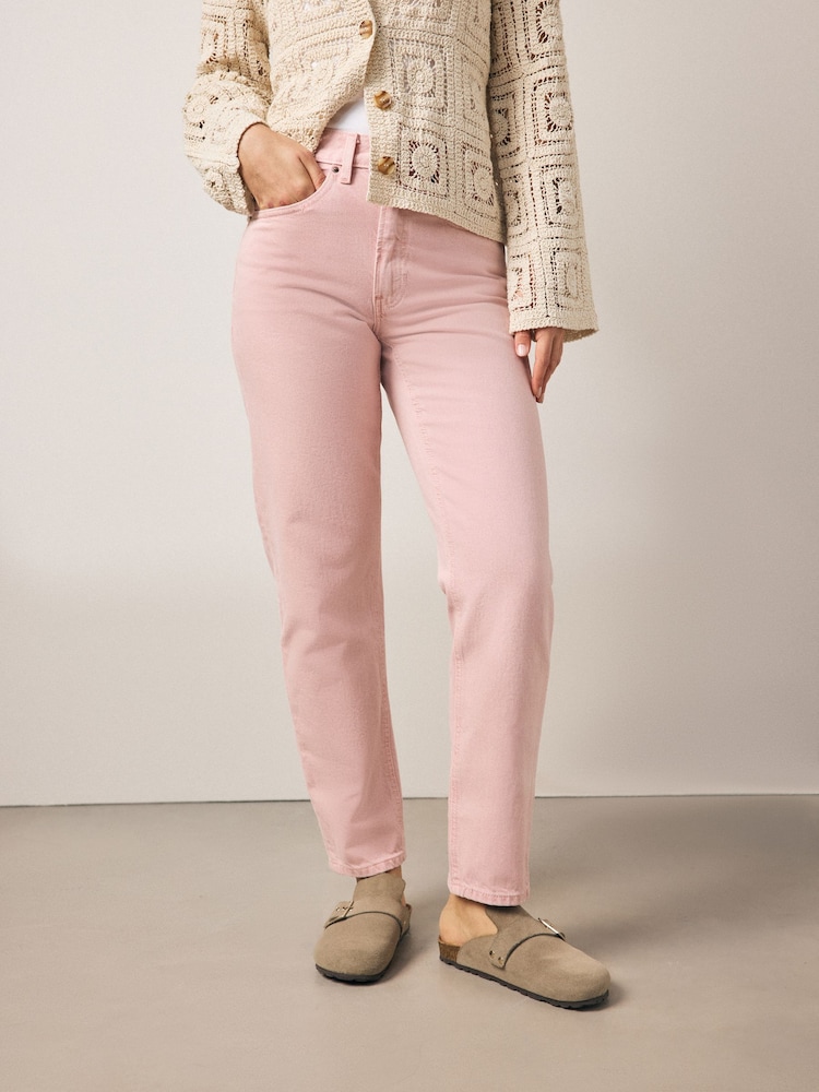 Roze - 100% katoenen mom jeans met rechte pijpen - Image 3 of 8