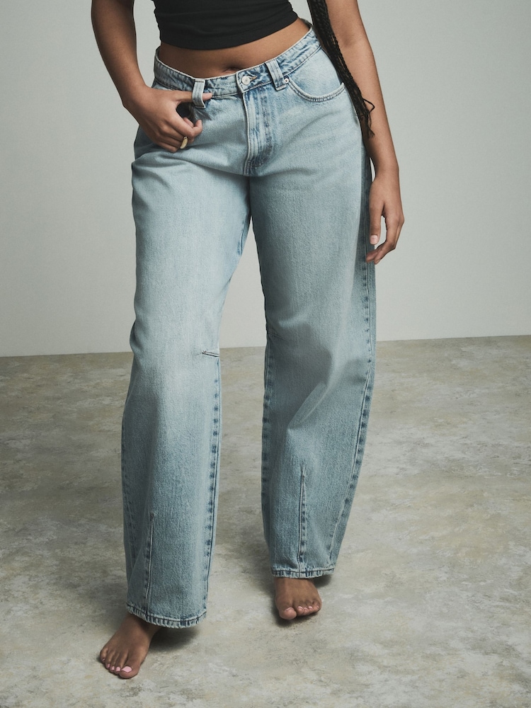 Gebleekte denim - Hourglass Darted Knee Barrel 100% Cotton Jeans - Image 3 of 8