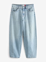 Bleach Denim Hourglass Darted Knee Barrel 100% Cotton Jeans - Image 6 of 8