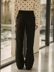 Black Patch Pocket Wide Leg Jeans - Image 2 of 6