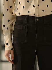 Black Patch Pocket Wide Leg Jeans - Image 4 of 6