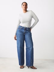 Donkerblauw - Hourglass Darted Knee Barrel 100% Cotton Jeans - Image 1 of 8
