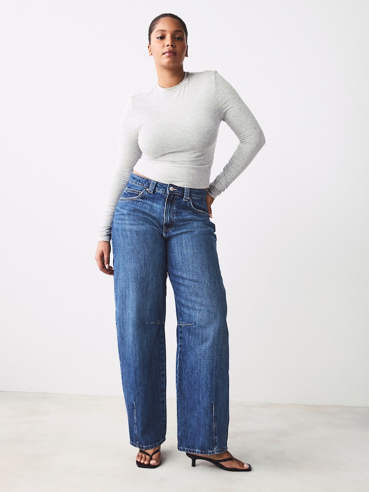 Dunkelblau - Hourglass – Jeans mit Abnähern am Knie und Barrel-Hosenbein aus 100 % Baumwolle - Bild 1 von 8 Dunkelblau - Hourglass – Jeans mit Abnähern am Knie und Barrel-Hosenbein aus 100 % Baumwolle - Bild 1 von 8