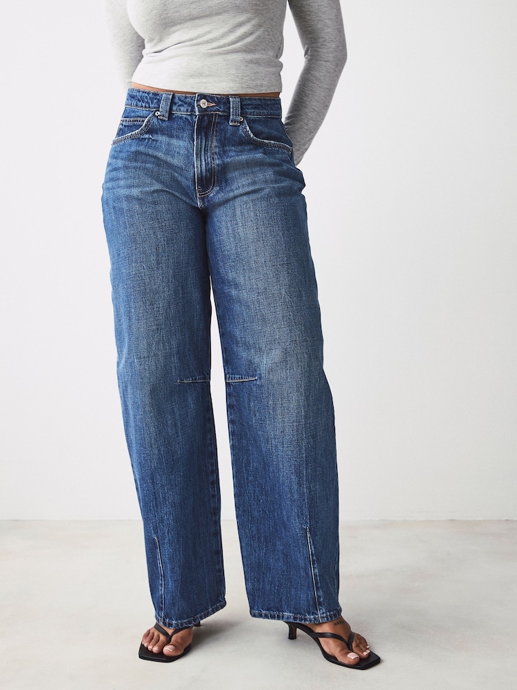 Donkerblauw - Hourglass Darted Knee Barrel 100% Cotton Jeans - Image 2 of 8