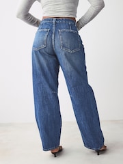 Donkerblauw - Hourglass Darted Knee Barrel 100% Cotton Jeans - Image 4 of 8