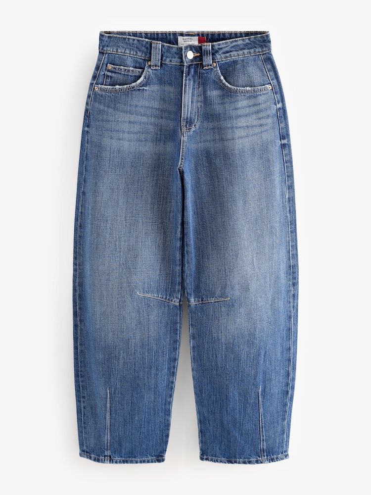 Dark Blue Darted Knee Barrel 100% Cotton Jeans - Image 6 of 8