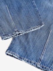 Dark Blue Darted Knee Barrel 100% Cotton Jeans - Image 7 of 8