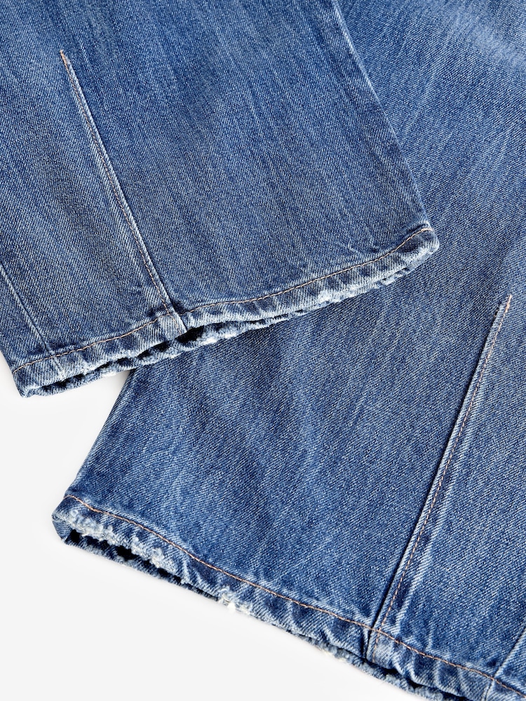 Dark Blue Darted Knee Barrel 100% Cotton Jeans - Image 7 of 8