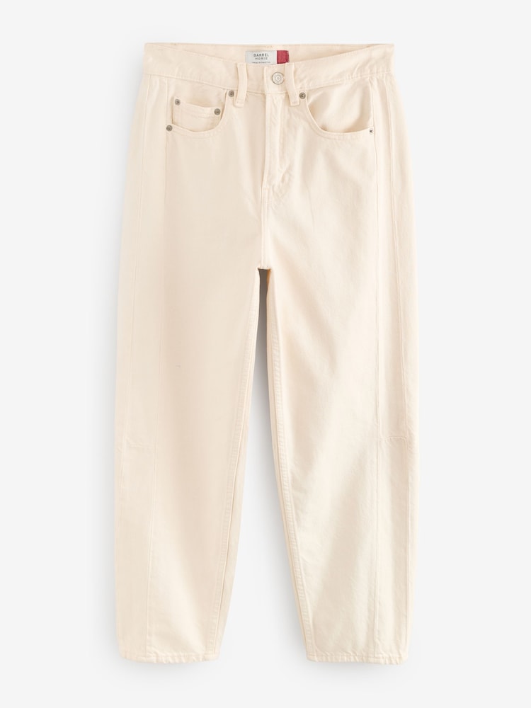 Ecru 100% Cotton Arched Barrel Jeans - Image 6 of 8