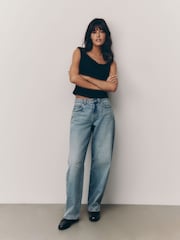 Bleach Darted Knee Barrel 100% Cotton Jeans - Image 1 of 7