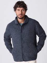 Navy Blue Wool Blend Shawl Cardigan - Image 1 of 10