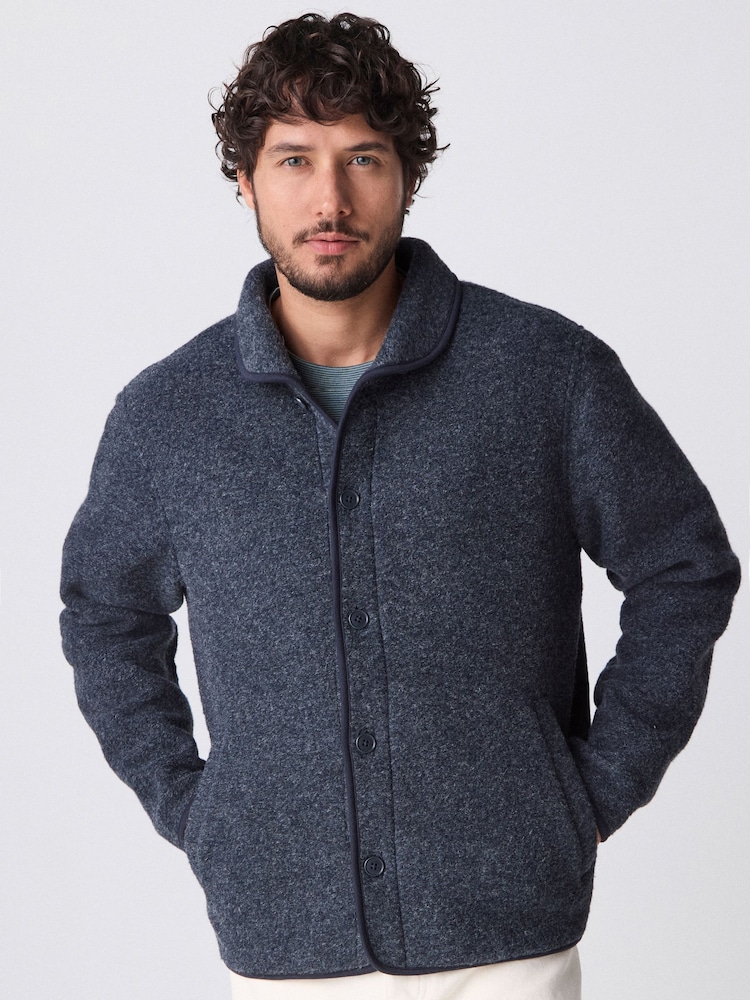 Navy Blue Wool Blend Shawl Cardigan - Image 1 of 10