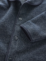 Navy Blue Wool Blend Shawl Cardigan - Image 10 of 10