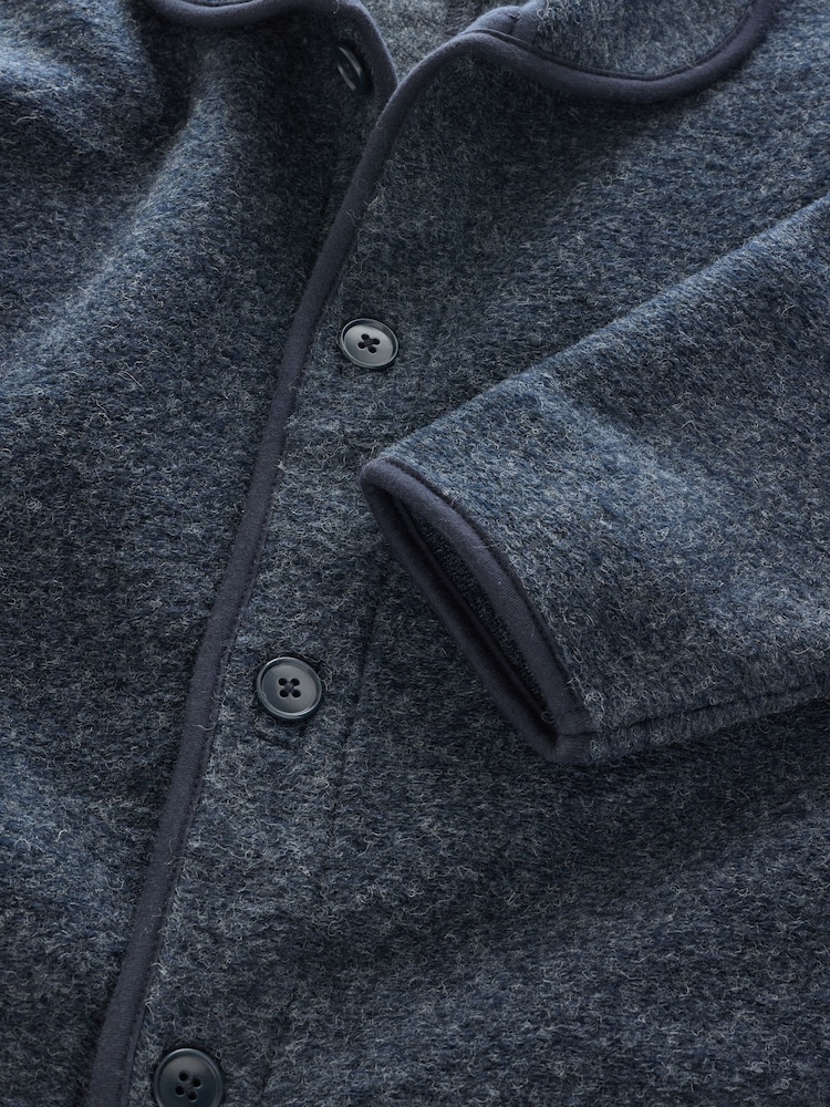 Navy Blue Wool Blend Shawl Cardigan - Image 10 of 10