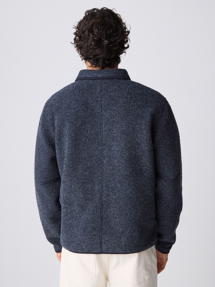 Navy Blue Wool Blend Shawl Cardigan - Image 2 of 10