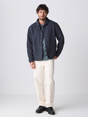 Navy Blue Wool Blend Shawl Cardigan - Image 3 of 10