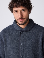 Navy Blue Wool Blend Shawl Cardigan - Image 4 of 10