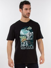 Brands In Black Star Wars Mandalorian & Grogu Galaxy T-Shirt - Image 1 of 5