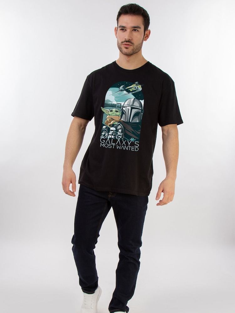 Brands In Black Star Wars Mandalorian & Grogu Galaxy T-Shirt - Image 2 of 5