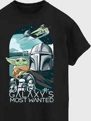 Brands In Black Star Wars Mandalorian & Grogu Galaxy T-Shirt - Image 4 of 5
