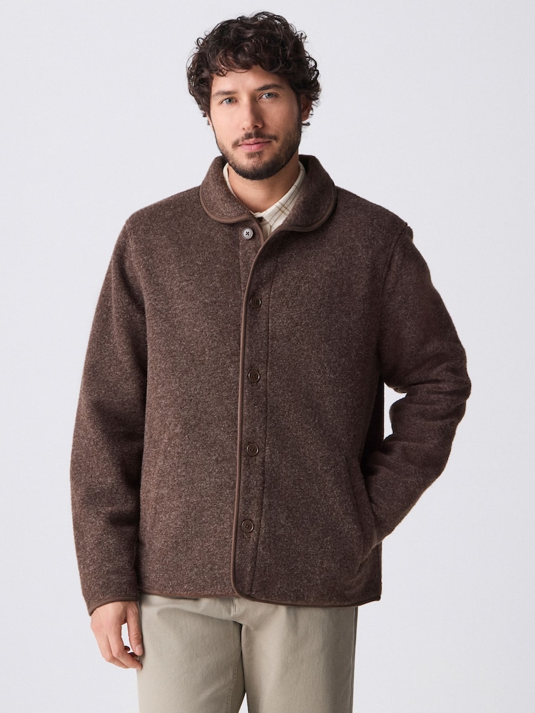Chocolate Brown Wool Blend Shawl Cardigan - Image 1 of 9