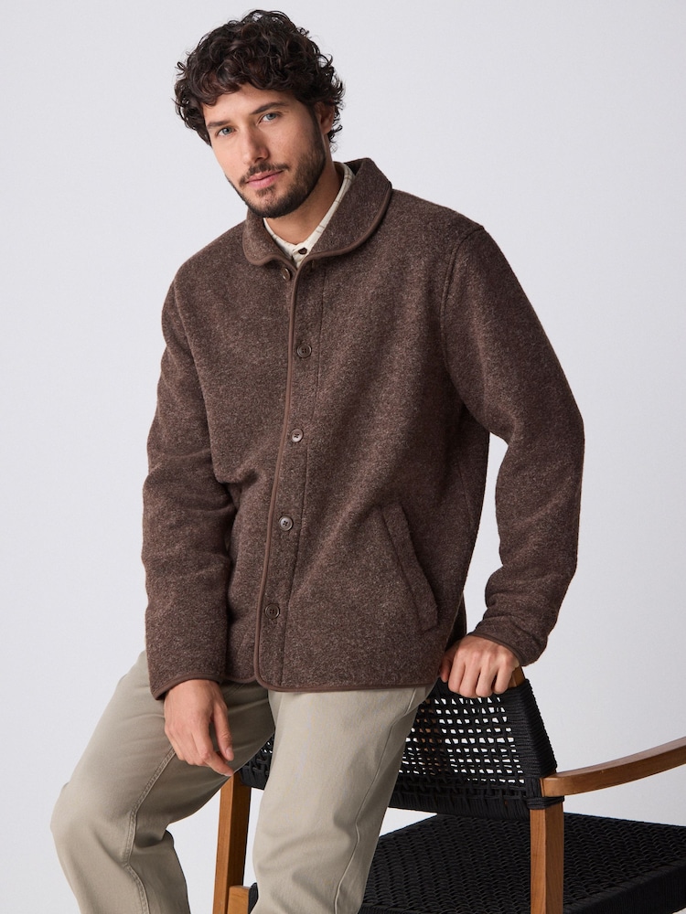 Chocolate Brown Wool Blend Shawl Cardigan - Image 4 of 9