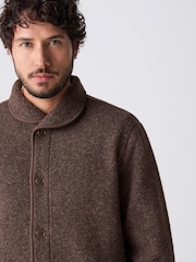 Chocolate Brown Wool Blend Shawl Cardigan - Image 5 of 9