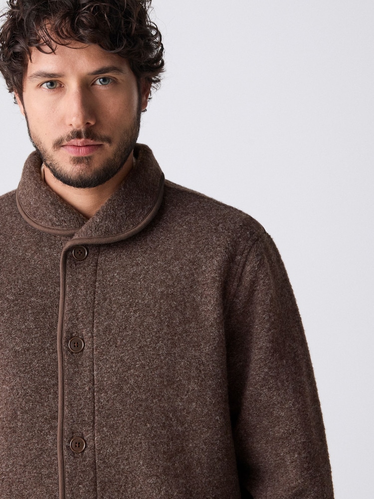 Chocolate Brown Wool Blend Shawl Cardigan - Image 5 of 9