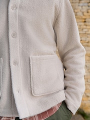 Nevtralna bež - (sintetična tkanina) borg Fleece z gumbi po celotni dolžini pletena jopa Debelejša srajca - Slika 9 iz 12