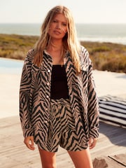 Tiger Print Oversize Denim Shirt - Image 2 of 5