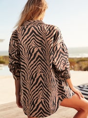 Tiger Print Oversize Denim Shirt - Image 3 of 5