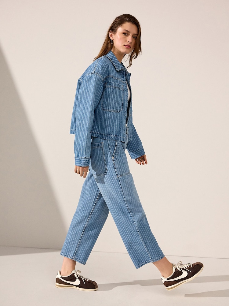 Bleu moyen - Veste Denim 100% coton Rayure - Image 4 of 8