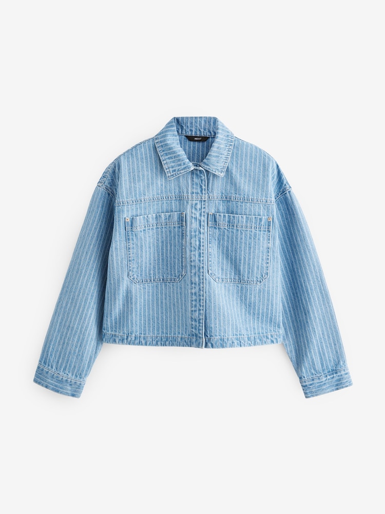 Bleu moyen - Veste Denim 100% coton Rayure - Image 6 of 8