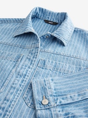 Mid Blue 100% Cotton Stripe Denim Shacket - Image 8 of 8