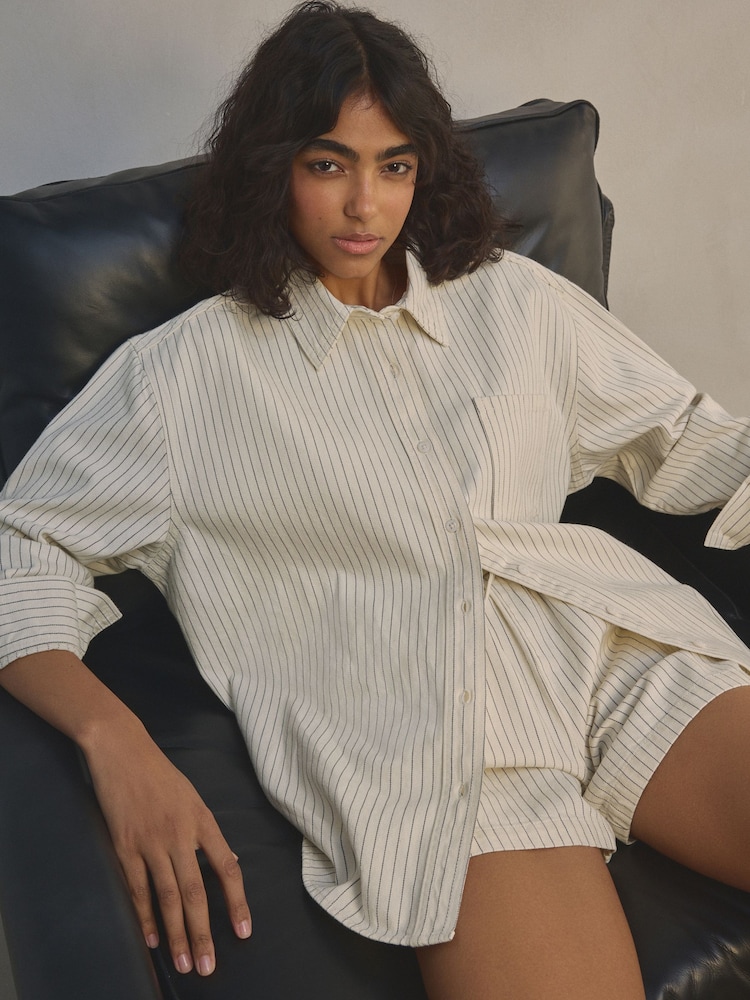 White Stripe Relaxed Denim Shirt - Image 1 of 1