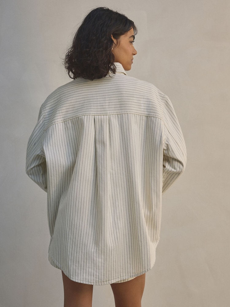 Weiß gestreift - Denim-Hemd in Relaxed Fit - Image 3 of 8
