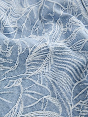 Leaf Jacquard 100% Cotton Cropped Denim Shirt - Image 7 of 8