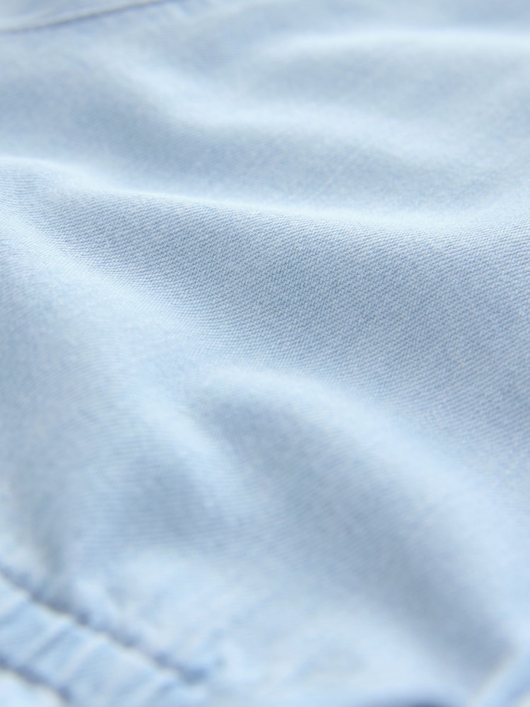 Blue Embroidered 100% Cotton Tie Front Lightweight Denim Top - Image 8 of 8